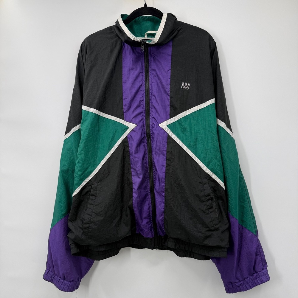 Olympics Mens Size XL Vintage Windbreaker Pullover Colorblock JC Penny 1990s